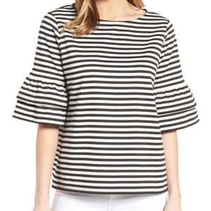 Halogen Striped Ruffle Sleeve Top